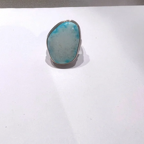 Jamie Joseph Sterling/14k Gold with Natural Turquoise Ring.Size 8 - Picture 4 of 5